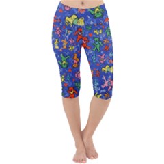 Grateful Dead Dancing Bears Pattern Lightweight Velour Cropped Yoga Leggings