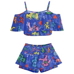 Grateful Dead Dancing Bears Pattern Kids  Off Shoulder Skirt Bikini by Salmanaz77