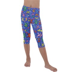 Grateful Dead Dancing Bears Pattern Kids  Lightweight Velour Capri Leggings  by Salmanaz77