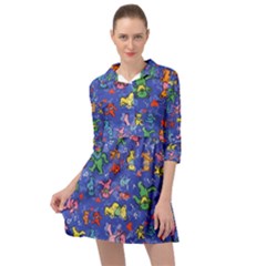 Grateful Dead Dancing Bears Pattern Mini Skater Shirt Dress