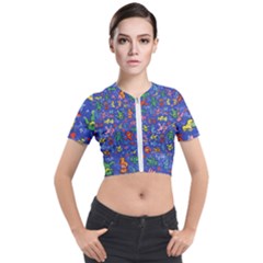 Grateful Dead Dancing Bears Pattern Short Sleeve Cropped Jacket