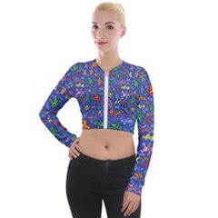 Grateful Dead Dancing Bears Pattern Long Sleeve Cropped Velvet Jacket