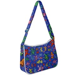 Grateful Dead Dancing Bears Pattern Zip Up Shoulder Bag