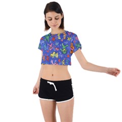 Grateful Dead Dancing Bears Pattern Tie Back Short Sleeve Crop T-shirt