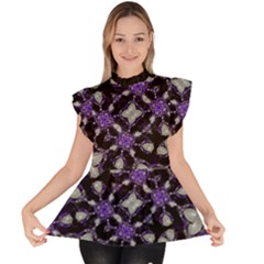 Gothic Radiance Ruffle Collar Short Sleeve Chiffon Top