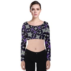 Gothic Radiance Velvet Long Sleeve Crop Top