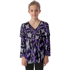 Gothic Radiance Kids  V Neck Casual Top