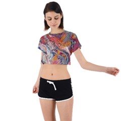 Abstract Flames Tie Back Short Sleeve Crop T-shirt