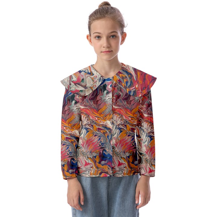 Abstract flames Kids  Peter Pan Collar Blouse