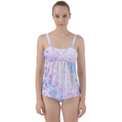 Digital Art Artwork Abstract Pink Purple Twist Front Tankini Set