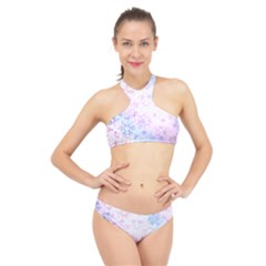 Digital Art Artwork Abstract Pink Purple High Neck Bikini Set