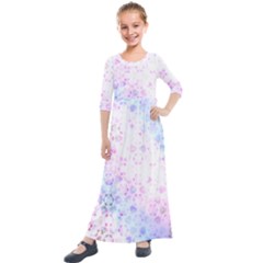 Digital Art Artwork Abstract Pink Purple Kids  Quarter Sleeve Maxi Dress