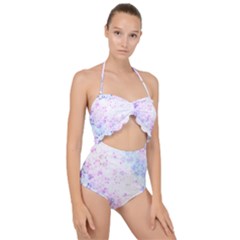 Digital Art Artwork Abstract Pink Purple Scallop Top Cut Out Swimsuit