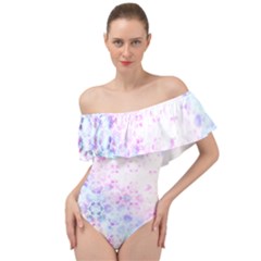 Digital Art Artwork Abstract Pink Purple Off Shoulder Velour Bodysuit 