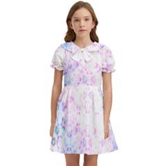 Digital Art Artwork Abstract Pink Purple Kids  Bow Tie Puff Sleeve Dress