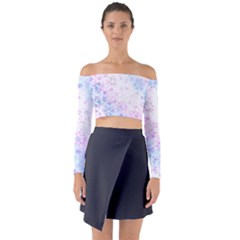 Digital Art Artwork Abstract Pink Purple Long Sleeve Off Shoulder Crop Top