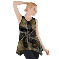 Abstract Organic Pattern Design In Dark Warm Colors Side Drop Tank Tunic