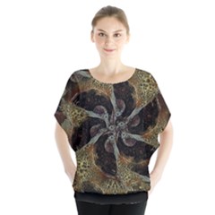 Abstract Organic Pattern Design In Dark Warm Colors Batwing Chiffon Blouse