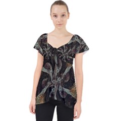 Abstract Organic Pattern Design In Dark Warm Colors Lace Front Dolly Top