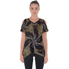 Abstract Organic Pattern Design In Dark Warm Colors Cut Out Side Drop T-shirt