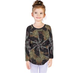 Abstract Organic Pattern Design In Dark Warm Colors Kids  Long Sleeve T-shirt