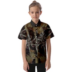 Abstract Organic Pattern Design In Dark Warm Colors Kids  Short Sleeve Shirt