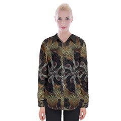 Abstract Organic Pattern Design In Dark Warm Colors Womens Long Sleeve Shirt