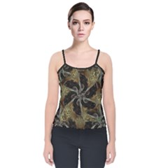 Abstract Organic Pattern Design In Dark Warm Colors Velvet Spaghetti Strap Top