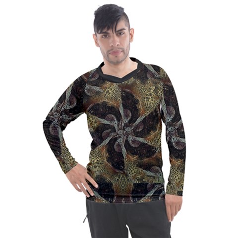 Abstract Organic Pattern Design In Dark Warm Colors Men s Pique Long Sleeve T-shirt by dflcprintsclothing