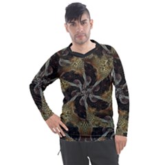 Abstract Organic Pattern Design In Dark Warm Colors Men s Pique Long Sleeve T-shirt