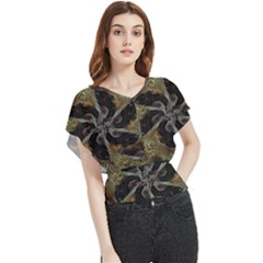 Abstract Organic Pattern Design In Dark Warm Colors Butterfly Chiffon Blouse