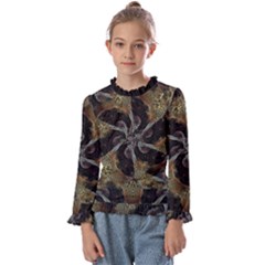 Abstract Organic Pattern Design In Dark Warm Colors Kids  Frill Detail T-shirt