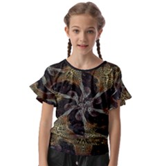 Abstract Organic Pattern Design In Dark Warm Colors Kids  Cut Out Flutter Sleeves