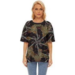 Abstract Organic Pattern Design In Dark Warm Colors Oversized Basic T-shirt