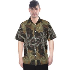 Abstract Organic Pattern Design In Dark Warm Colors Men s Hawaii Shirt