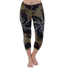 Abstract Ornate Organic Texture Design Print Capri Winter Leggings 