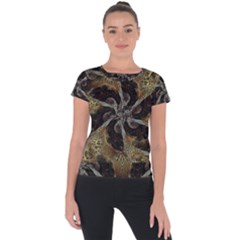 Abstract Ornate Organic Texture Design Print Short Sleeve Sports Top 