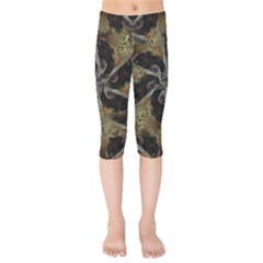 Abstract Ornate Organic Texture Design Print Kids  Capri Leggings 