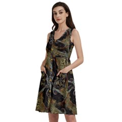 Abstract Ornate Organic Texture Design Print Sleeveless Dress With Pocket