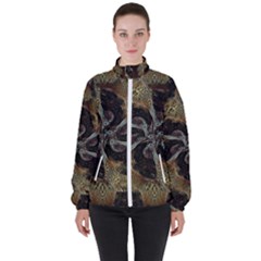 Abstract Ornate Organic Texture Design Print Women s High Neck Windbreaker