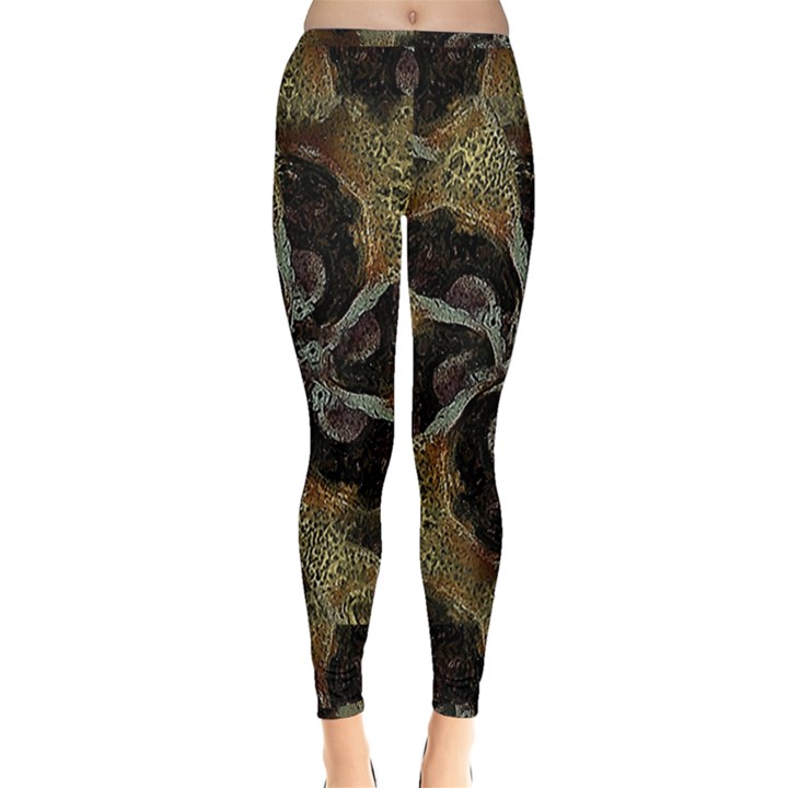 Abstract Ornate Organic Texture Design Print Inside Out Leggings