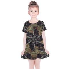 Abstract Ornate Organic Texture Design Print Kids  Simple Cotton Dress