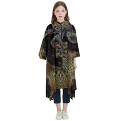 Abstract Ornate Organic Texture Design Print Kids  Hooded Rain Ponchos