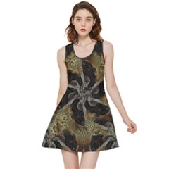 Abstract Ornate Organic Texture Design Print Inside Out Reversible Sleeveless Dress