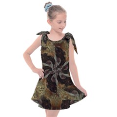 Abstract Ornate Organic Texture Design Print Kids  Tie Up Tunic Dress