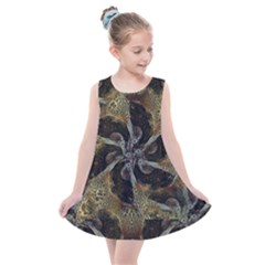 Abstract Ornate Organic Texture Design Print Kids  Summer Dress