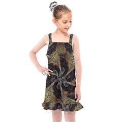 Abstract Ornate Organic Texture Design Print Kids  Overall Dress