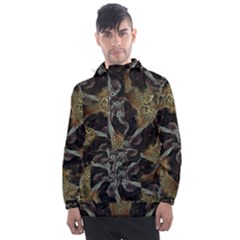 Abstract Ornate Organic Texture Design Print Men s Front Pocket Pullover Windbreaker