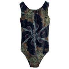 Abstract Ornate Organic Texture Design Print Kids  Cut-out Back One Piece Swimsuit