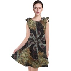 Abstract Ornate Organic Texture Design Print Tie Up Tunic Dress